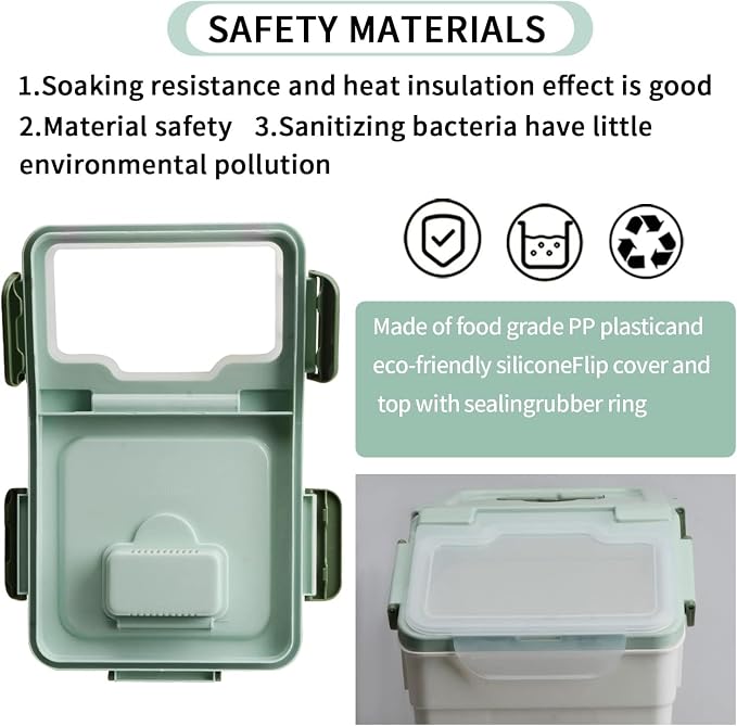 25LB Large Flour Storage Container Bin,Green Airtight Plastic with Wheels Seal Locking Lid Dispenser Organizer Storage Bin with Measuring Cup & Scoop for Flour, Rice, Grain，Set of 4