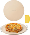 VEVOR Pizza Stone, 16 in Round Pizza Stone, 0.67" Thick Extra Large Baking-Stone with Rack Stand, 1450℉ Heat-Resistant Cooking Stones, for Kitchen Oven, Baking Pizzas, BBQ Grill