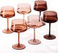 comfit Brown Coupe glasses Set of 6-13 oz Large Capacity Martini Glassware - Amber Colored Cocktail Glasses- 【Hand-Blown】 Colored Champagne Glass-Wedding Gifts