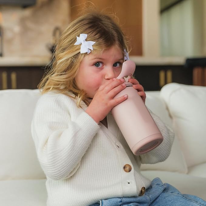 HydroJug Ease2o 14oz Kids Water Bottle with Straw & Chug Lid, Dusty Rose