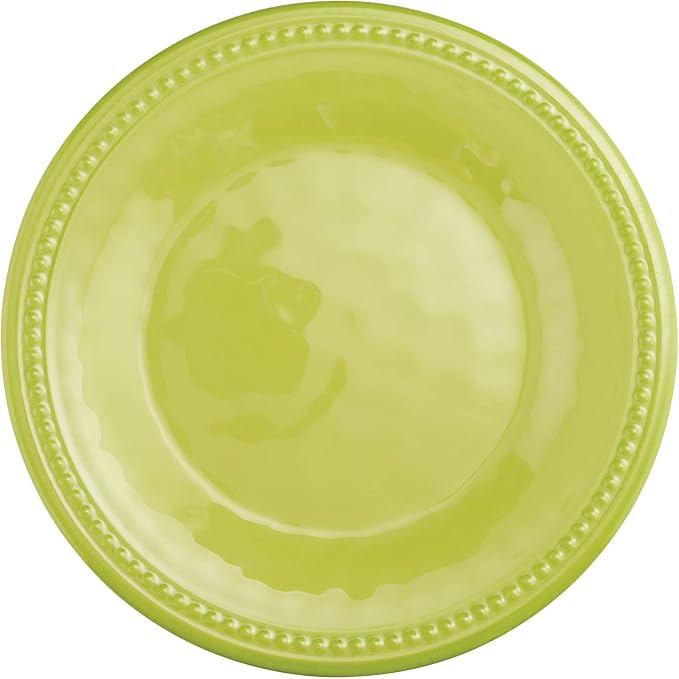 UPware 12 Piece Beaded Melamine Dinnerware Sets, Outdoor Dishes Set, Plates and Bowls Sets, Service for 4, Green