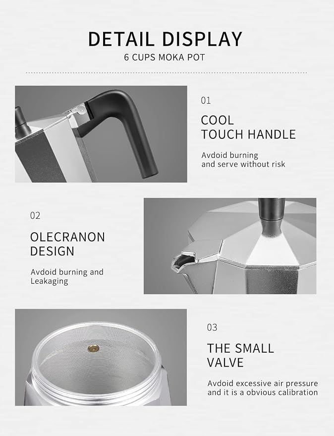Yabano Stovetop Espresso Maker, 9 Cups Moka Coffee Pot Italian Espresso for Gas or Electric Ceramic Stovetop, Italian Coffee maker for Cappuccino or Latte