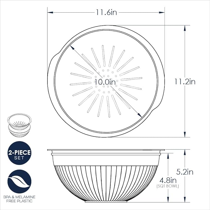 Nordic Ware 2-in-1 Colander Bowl Set, White and Sea Glass