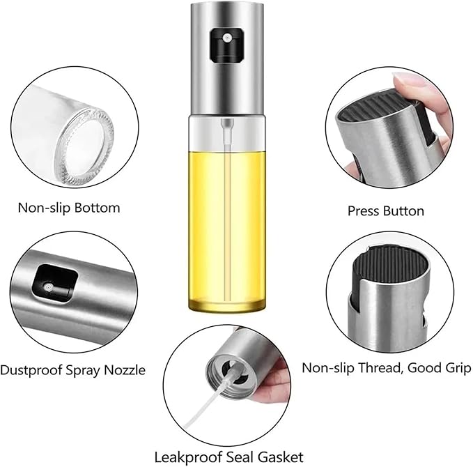 Glass Oil Sprayer Cooking Spray Mister Fit For Salad BBQ Kitchen Baking Empty Vinegar Bottle(Golden-1PC)