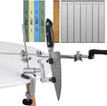 Professional Knife Sharpener with 11 Whetstones, Knife Sharpener Professional Stainless Steel Kitchen Chef Knife Sharpener Home Knife Sharpening Kit Abrasive Holding System Tools, Silver