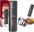 Large Capacity Rechargeable Electric Pepper Grinder 2025 New Pepper Mill USB Black Automatic Pepper Mill Adjustable Coarseness Salt Shakers with LED Light One Hand