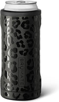 BrüMate Hopsulator Slim Can Cooler Insulated for 12oz Slim Cans | Skinny Can Insulated Stainless Steel Drink Holder for Hard Seltzer, Beer, Soda, and Energy Drinks (Onyx Leopard)