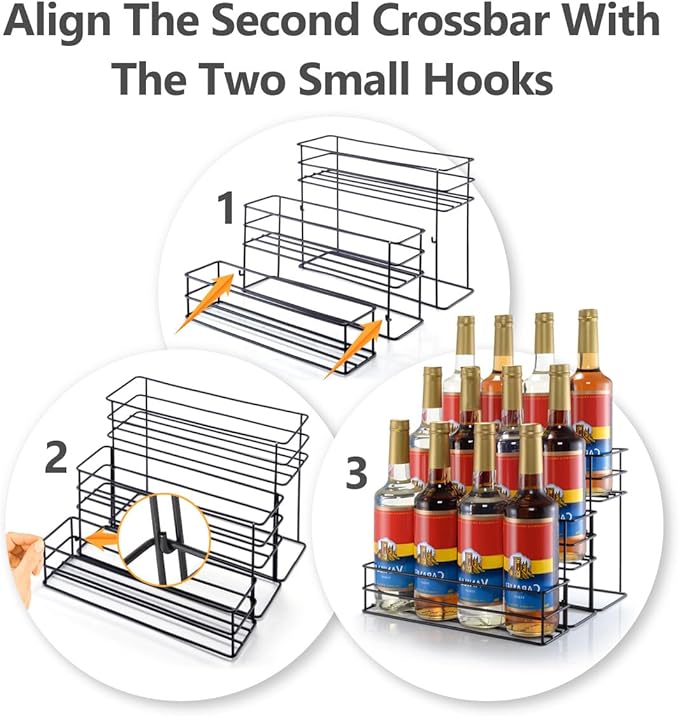 kimilus 12 Bottle Capacity Coffee Syrup Organizer 3 Tier Coffee Syrup Stand Shelf for Coffee Bar Kitchen Small Wine Rack for Bar Family Storage for Syrup Wine Dressing