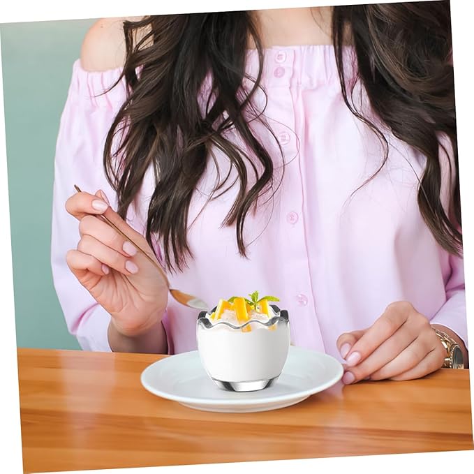 Cabilock 6pcs Heat Resistant Glass Egg Shaped Pudding Cups with Lids Reusable Transparent Yogurt Jars for Meal Prep Desserts and Snacks