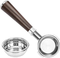 58mm Bottomless Nakeds Portafilter with Premium Ebony Wood Handle - Stainless Steel, Includes 18g Precision Basket for E61 Group-Head Espresso Machines