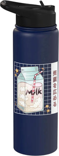 Japanese Kawaii Strawberry Milk Carton Vaporwave Grid Stainless Steel Insulated Water Bottle