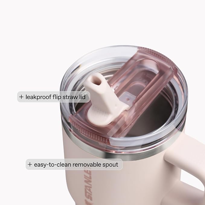 STANLEY Quencher ProTour Flip Straw Tumbler with Leakproof Lid 40 oz | Built-in Straw and Handle | Cup Holder Compatible for Travel | insulated Stainless Steel Cup | BPA-Free | Champagne