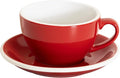 Loveramics Cappuccino Cup with Saucer, 8 oz Ceramic Coffee cup with Round Bottom for Cappuccino, Latte, Tea, Espresso, Thick-walled Stoneware Cup Set for Barista - Regular Colours (Red, 8OZ)