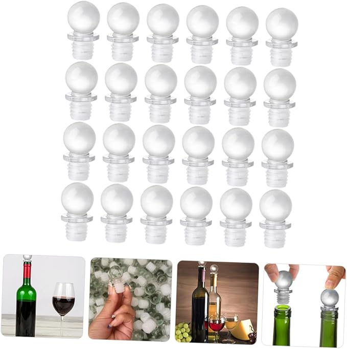 Unomor 24pcs Glass Ball Wine Stoppers Aroma Container Stoppers for Wine Bottles Glass Reliable Sealing for Freshness Convenient Decorative