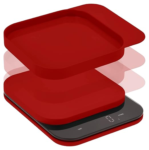 Rosti Mensura Kitchen Scale Accurate Measurements Made Effortless - Experience Precision Cooking with Battery - Powered Convenience - Requires 3 AAA Batteries for Reliable Performance (Red)