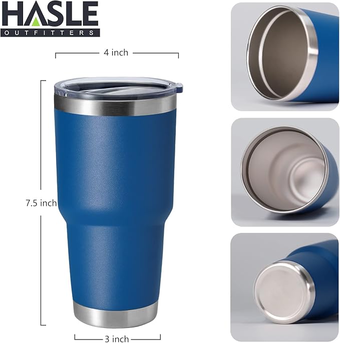 HASLE OUTFITTERS 30oz Stainless Steel Tumbler, Double Wall Vacuum Insulated Travel Mug Tumbler, Durable Insulated Coffee Mug, Gift Box Set (Dark Blue, 1)