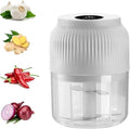 Electric Garlic Chopper,Mini Portable Veggie Cutter,Upgrade Electric Mini Garlic Chopper Set,Vegetable Chopper and Spiralizer with Container and Lid,USB Rechargeable (White)