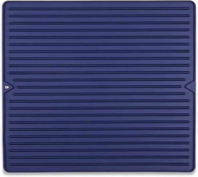 Dish Drying Mat, 16" x 18" Silicone Drying Mat for Kitchen Counter, Large & Thicker Silicone Dish Drying Pad with Raised Edges for Countertop, Multi-Purpose & Heat Resistant