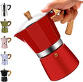 3 Cup Aluminum Moka Pot Classic Stovetop Espresso Coffee Maker 150ml 5oz Coffeemaker Percolator Mocha Pot Greca Coffee Maker Cafe Makers for Italian and Cuban Café Brewing Red