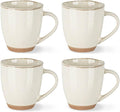 AmorArc 12oz Ceramic Coffee Mugs set of 4, Stylish Coffee Mugs with Rustic Terracotta Underside for Latte/Cappuccino/Milk/Cocoa, Dishwasher&Microwave Safe, Light Beige