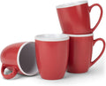 Elanze Designs Solid Color Red White Interior 16 ounce Matte Ceramic Mugs Matching Set of 4