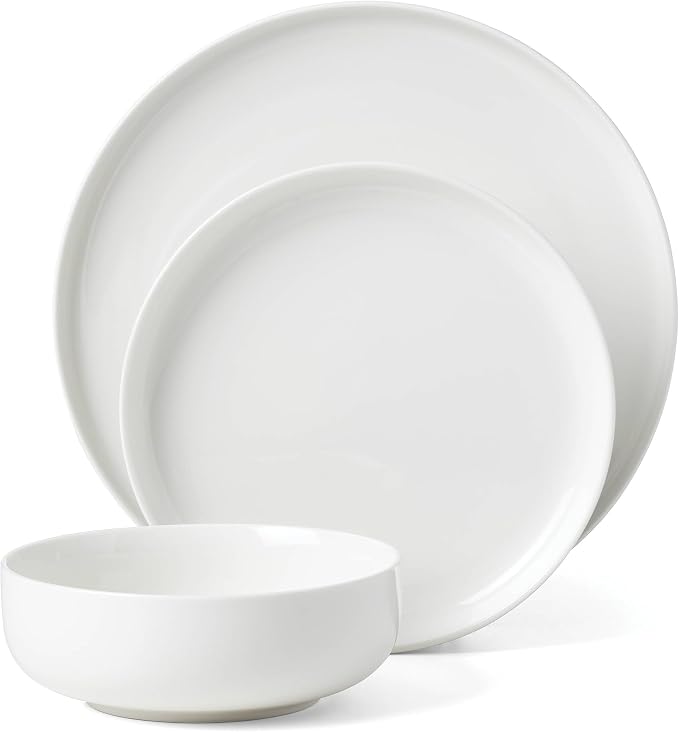 Oneida White 24 Seven Piece Dinnerware Set, 12 Count, Dorm Necessities, Dorm Essentials