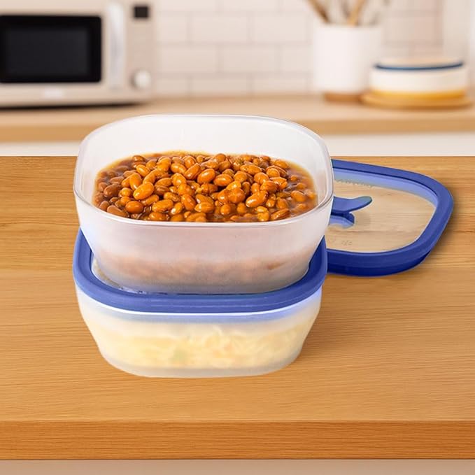 Anyday 2 Pack 2.5 Cup Microwavable Glass Lunch Containers With Glass Lids, Microwave Safe Lunch Bowls with Lids for Work, Food Storage, Bento Box Meal Prep Container