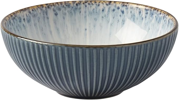 Tabletops Gallery Speckled Farmhouse Collection- Stoneware Dishes Service for 4 Dinner Salad Appetizer Dessert Plate Bowls, 16 Piece Jura Embossed Dinnerware Set in Smoky Blue