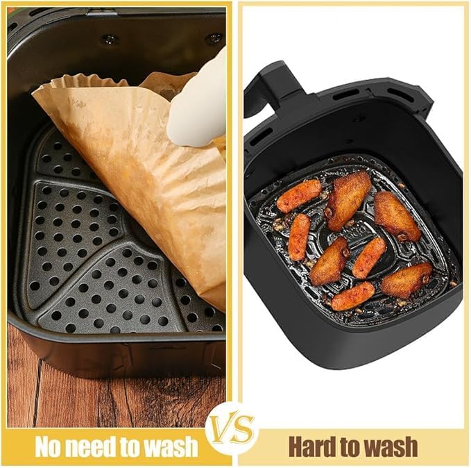 M-bestl 250 Pcs Air Fryer Liners Disposable,Food Grade Wood Pulp Parchment Paper Liners for Dual Basket DZ071 |DZ201|DZ401,Oil-proof& Non-stick(8.1x5.5 Inch,250Pcs)