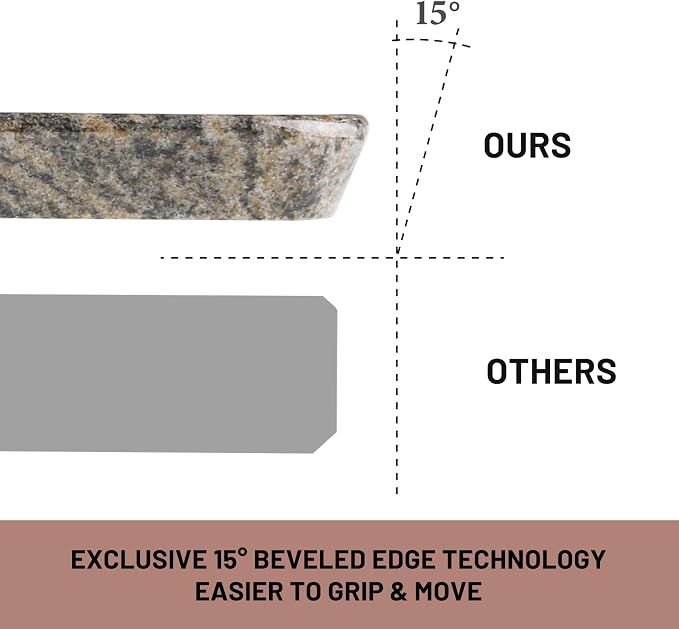 Koville Indian Natural Granite Cutting Board for Kitchen, 16x12inch Large Hand Crafted Stone Slab for Cheese, Charcuterie, Pastry Board - Wedding Gift, House Warming Gift