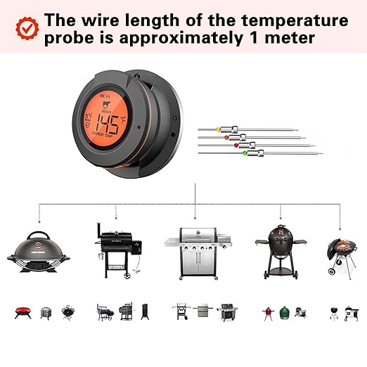 2 Stainless Steel meater Probe for Smart Pro Bluetooth BBQ Meat Thermometer for Grilling-Out Side Wireless Meat Temperature Monitor for Smoker-Waterproof