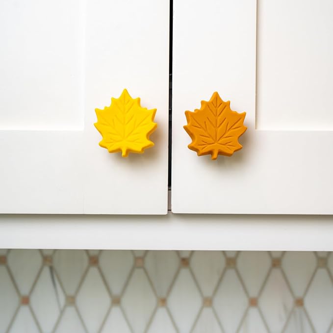 Knobēz: Decorative Knob Covers - Fall Leaf - 12pk - Stretch Over Hardware Decorations, Cozy Seasonal Autumn Colors, Kitchen-Bathroom-Dressers-Home