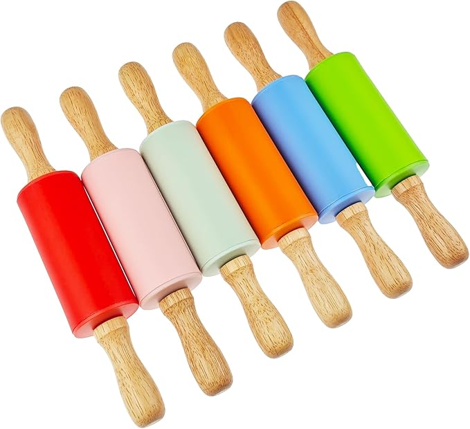 12 Pack Small Rolling Pin for Kids, 9 Inch Kids Rolling Pin for Home Kitchen (6 colors)