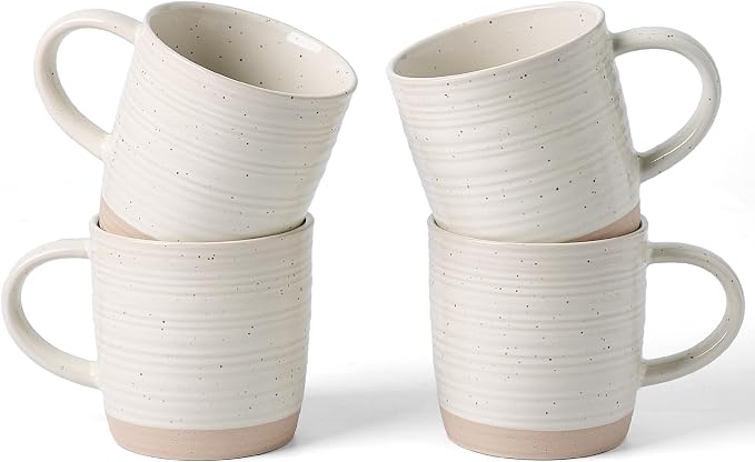 famiware Coffee Mugs Set of 4, 13 oz Mug Set, Ceramic Cup Set with Handle for Coffee, Tea, Cocoa, Milk, Constellation Series, Cream