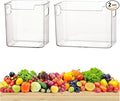 2/4/6/8 Pcs Crystal Clear Freezer Storage Bins, Freezer Organizer Bins, Clear Plastic Bins, Stackable Kitchen Cabinet Organizer with Handles for Frozen Food, Meat & Veggies (2, Transparent, S+L)