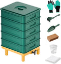5-Layer Worm Compost Bin, 85L Worm Composter for Indoor & Outdoor, Starter Kits for Vermicomposting Starter, Garden Worm Composting Bin for Recycling Food Waste (Green)