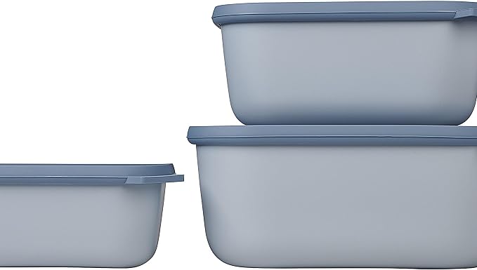 Mepal – Multi Bowl Cirqula 3-Piece Set – Food Storage Container with Lid - Suitable as Airtight Storage Box for Fridge & Freezer, Microwave Container & Servable Dish - 750, 1500, 3000ml - Nordic Black