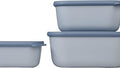 Mepal – Multi Bowl Cirqula 3-Piece Set – Food Storage Container with Lid - Suitable as Airtight Storage Box for Fridge & Freezer, Microwave Container & Servable Dish - 750, 1500, 3000ml - Nordic Black