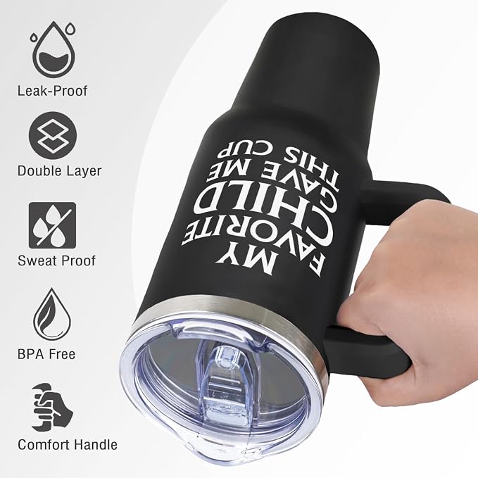 LHSCVUFASC Birthday Gifts for Dad from Daughter, Son, Kids - Father's Day Christmas Gift for Him, New Papa Daddy Stepdad Father Husband Gift- 40oz Stainless Steel Tumbler with Lid and Straw