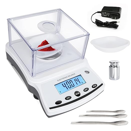 Lab Analytical Balance Scale 500g x 0.001g High Precision Laboratory Analytical Scale with Windshield, RS232 Interface – Lab Jewelry Scientific Use （Stainless Steel Weighing Pan）