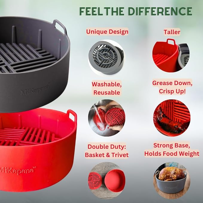 Air fryer liners reusable, STURDY airfryer liners for air fryer basket, air fryer accessories silicone liner 3-5QT - 7.5"