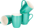 Elanze Designs Seafoam Teal Green Metallic Finish 10 Oz. New Bone China Coffee Cup Mug Set of 4