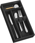 Yofidra Bamboo Silverware Organizer, 12.6 x 6.97 x 1.96 Inches Kitchen Utensil Drawer Organizer, Silverware Tray for Drawer with Fixed Slots for Spoons, Forks & Knives, Natural (Black)