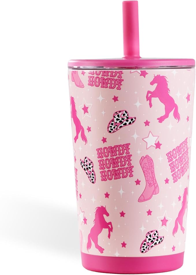 HydroJug Everyday Tumbler 14 oz, Ceramic-Lined Straw Cup, Cowgirl