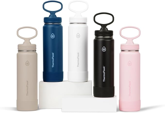 ThermoFlask Insulated Water Bottle with Spout Lid (32 oz, Sand) - Leakproof, Stainless Steel Water Bottle for Cold & Hot Drinks, Travel & Daily Hydration