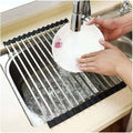 Roll Up Over The Sink Dish Drying Rack Kitchen Rolling Dish Drainer, 12.6-23.6" Foldable Sink Rack Mat Stainless Steel Wire Drainer for Kitchen Counter Storage(L 47cm/18.5in)