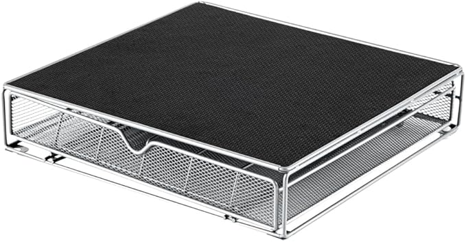 Restaurantware Restpresso 13 x 12.2 x 3 Inch Coffee Capsule Drawer 1 Heavy-Duty Pod Drawer - Holds 36 K-Cups Grip Top Iron Espresso Pod Organizer Mesh Tray Pods Not Included