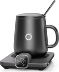 Coffee Mug Warmer & iKago Mug Set, Accurate Temperature Control Smart Heated Mug for Desk, Electric Coffee Warmer with Auto Shut Off & Real-Time Temp Display, Gifts for Men Women, 15oz Ceramic Mug