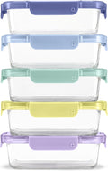 Ello Color Lock Glass Meal Prep Sets Leak-Proof Glass Food Storage Containers with Airtight BPA-Free Plastic Lids, Dishwasher, Microwave, and Freezer Safe