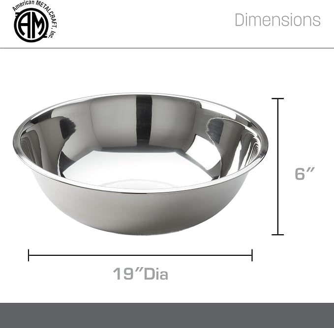 American Metalcraft 20 qt Stainless Steel Mixing Bowl,Silver